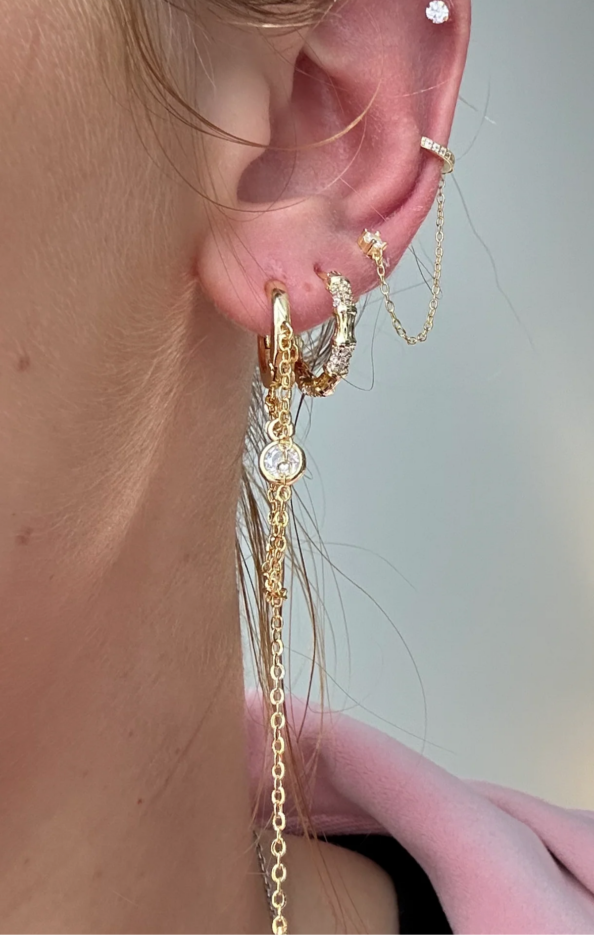 Crystale Ear Cuff & Chain Stud