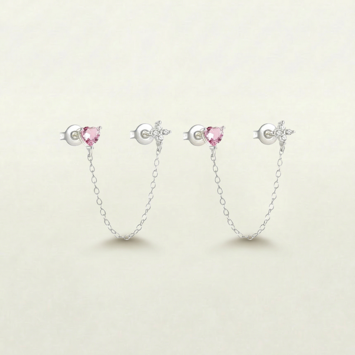 Isla Heart Layered Chain Studs