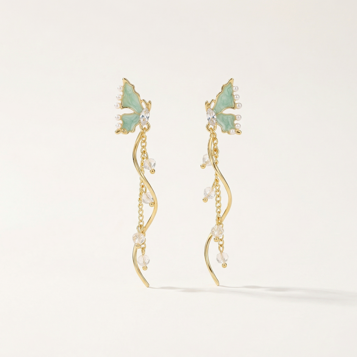 Butterfly Pearls Drop Earrings