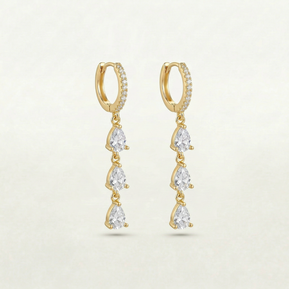 Dangling 18K Gold Plated Gem Earrings