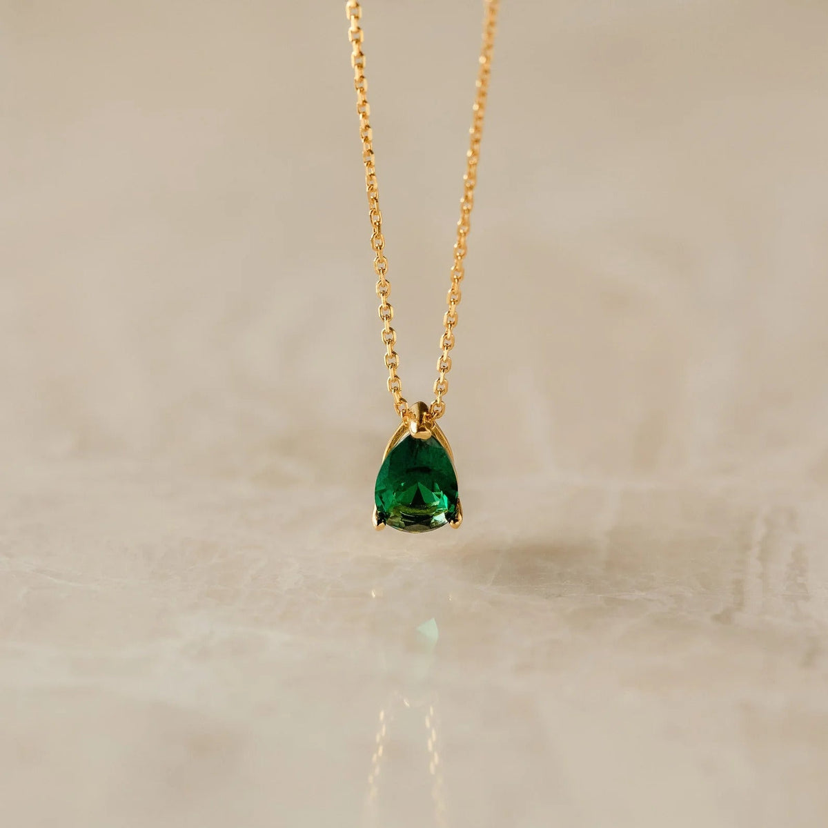 Teardrop Diamond Birthstone Necklace