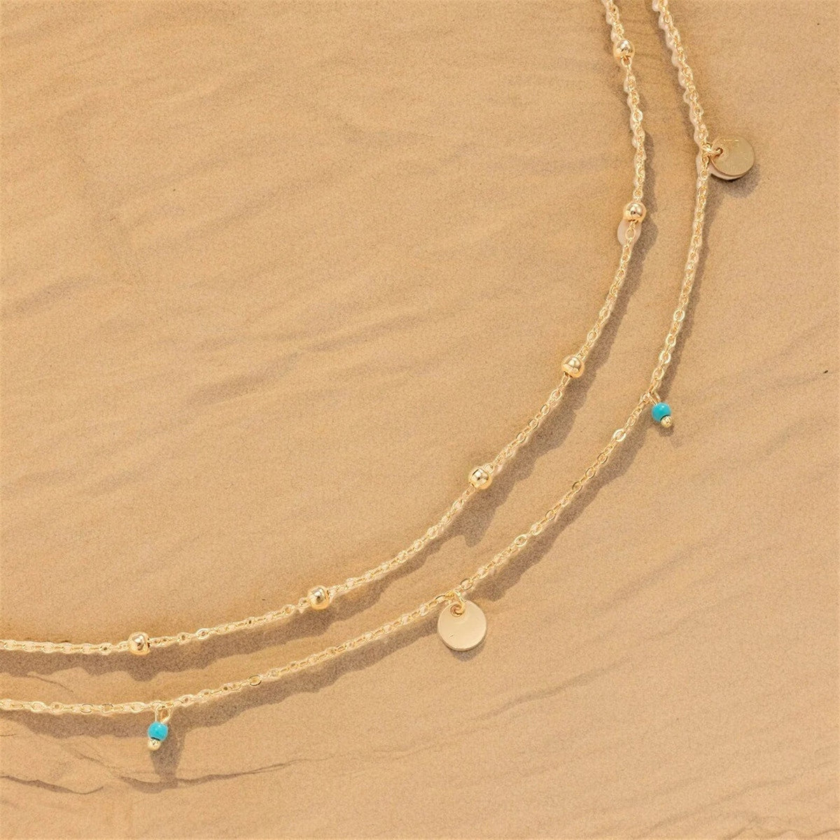 Double Layered Belly Chain Blue Gems