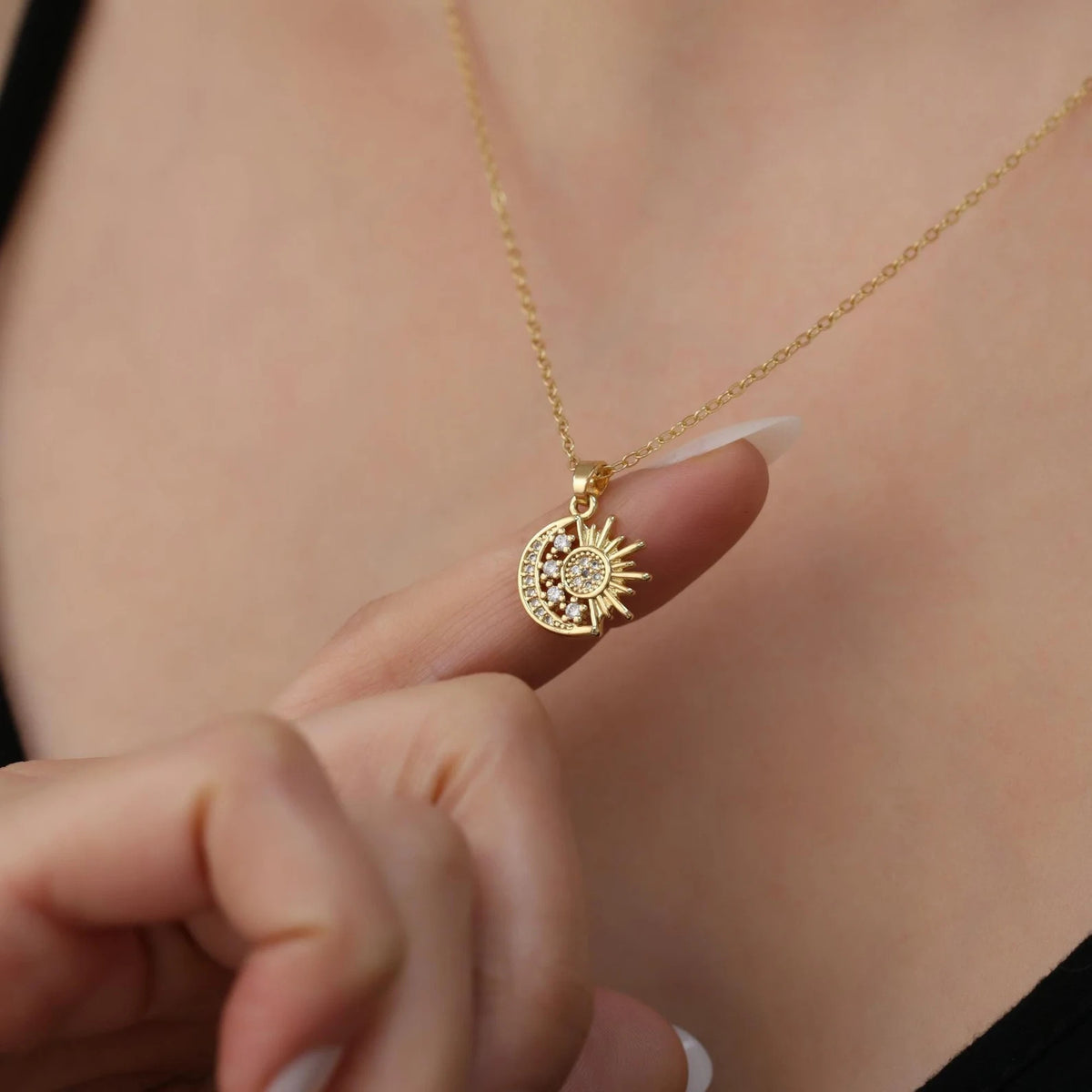 Gold Sun & Moon Necklace