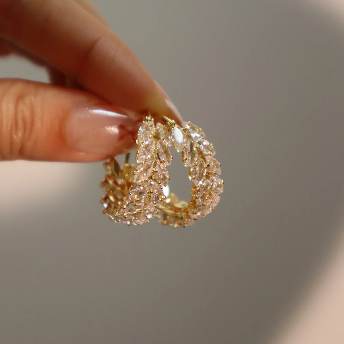 18K Gold Leaf Hoop Earrings